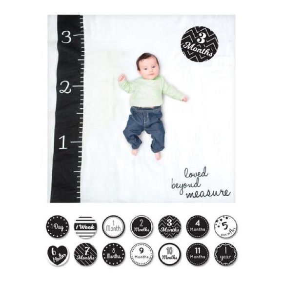 Lulujo first year Muslin blanket milestones gender neutral Loved beyond measure - Picture 1 of 12